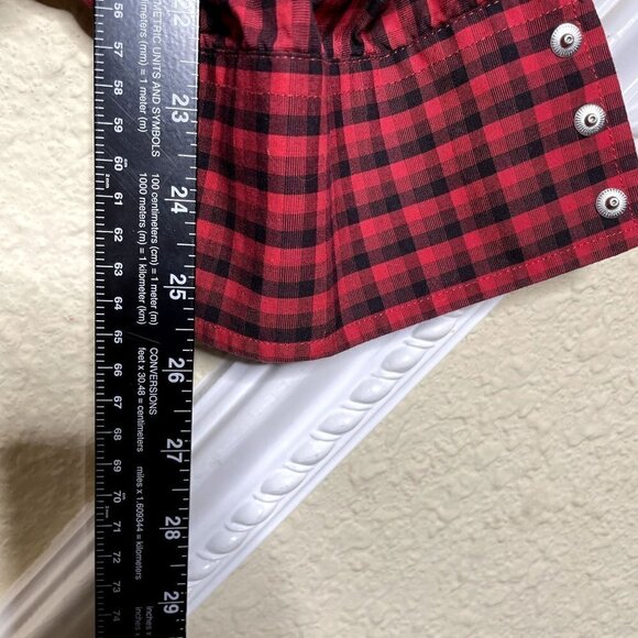 Wranlger Men's XLT Pearl Snap Long Sleeve Button Down Shirt Red & Black Plaid - Picture 4 of 6